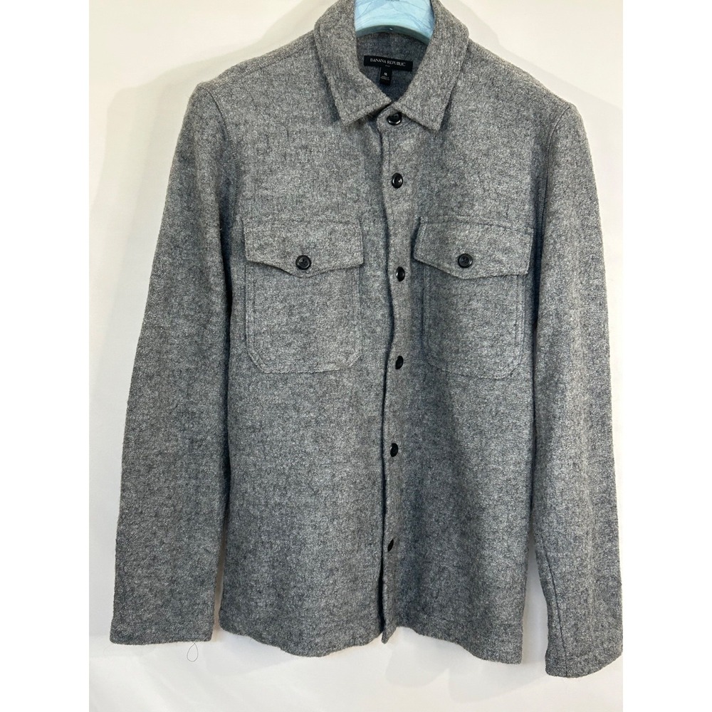 Banana Republic Mens Grey 2 Pocket Wool-Blend Button-Up Shirt Jacket Sz M